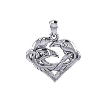 Love of The Mythical Celtic Heart Raven Silver Jewelry Pendant TPD6024 - Jewelry